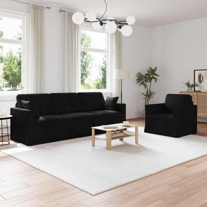 Set de canapea 2 pcs Negru 228 x 78 x 80 cm Catifea - WALTI WALTI