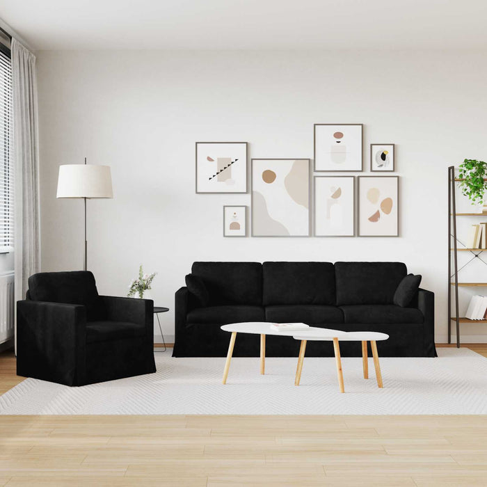 Set de canapea 2 pcs Negru 228 x 78 x 80 cm Catifea - WALTI WALTI