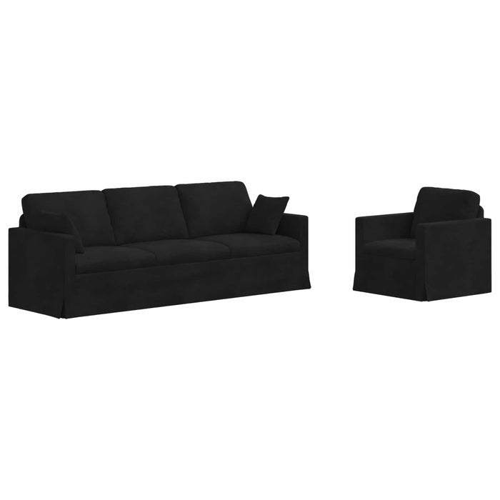 Set de canapea 2 pcs Negru 228 x 78 x 80 cm Catifea - WALTI WALTI