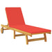 Șezlong cu pernă Roșu Lemn Solid de Acacia - WALTI WALTI