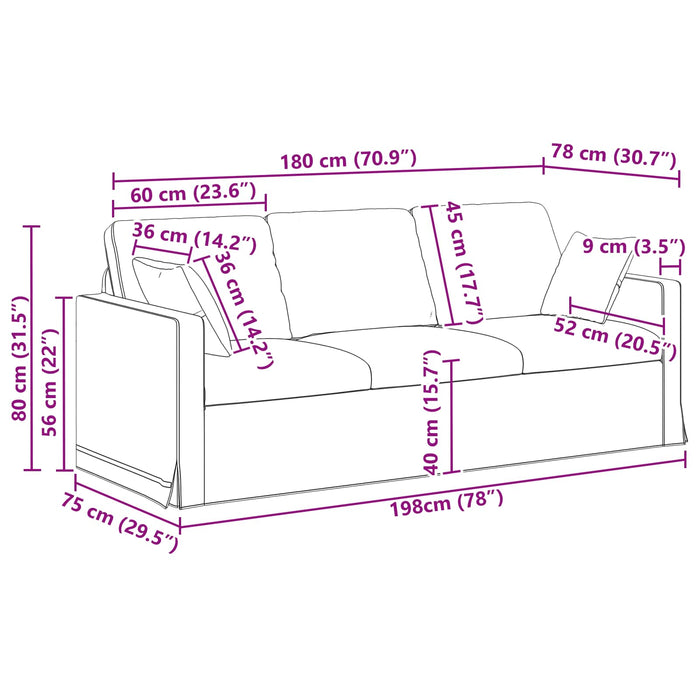 Canapea Gri deschis 198 x 78 x 80 cm Catifea - WALTI WALTI
