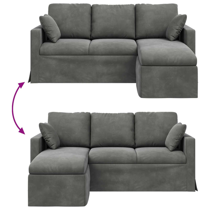 Canapea Gri închis 178 x 134 x 80 cm Catifea WALTI