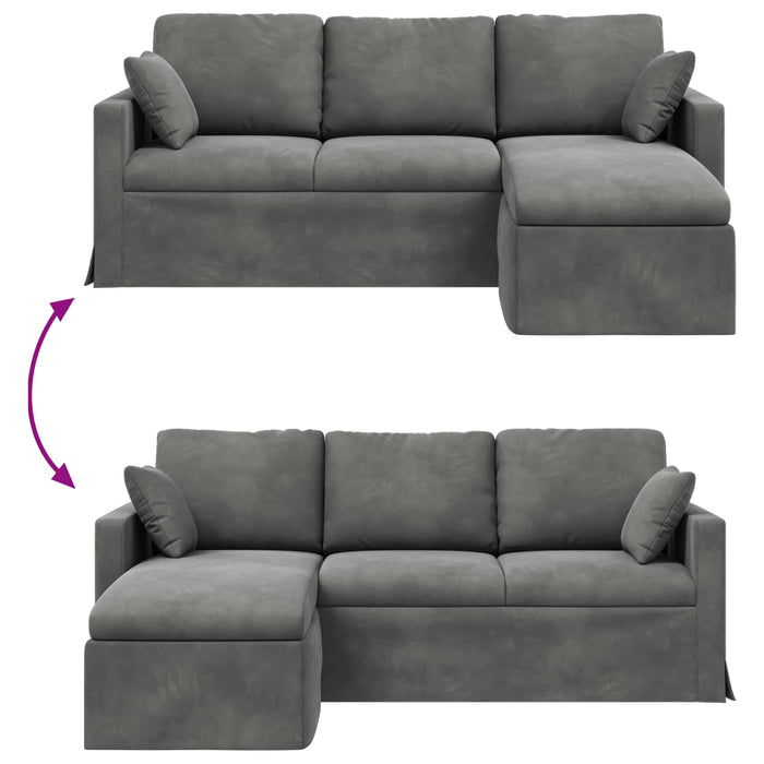 Canapea Gri închis 198 x 134 x 80 cm Catifea WALTI