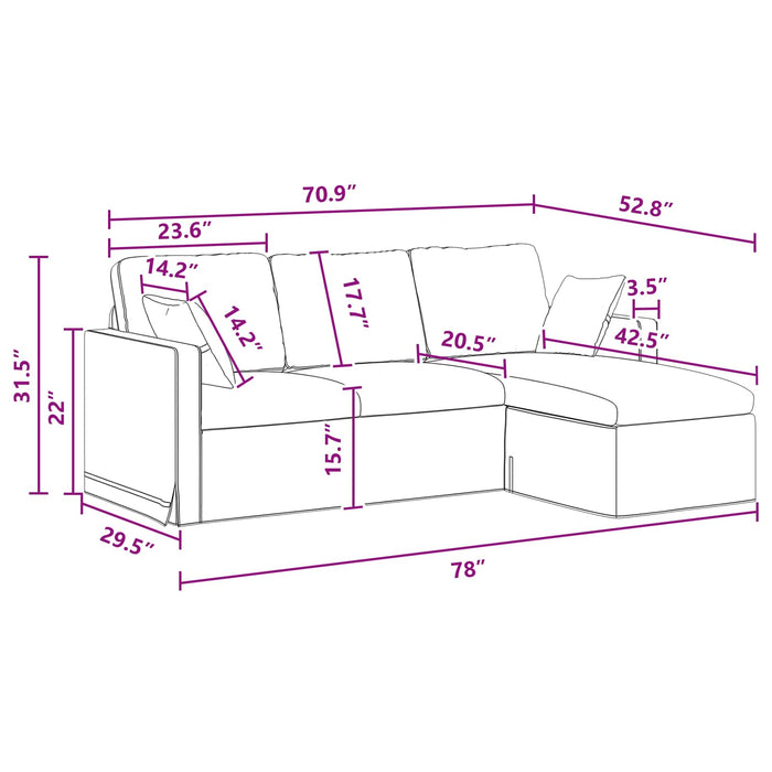 Canapea Gri închis 198 x 134 x 80 cm Catifea WALTI