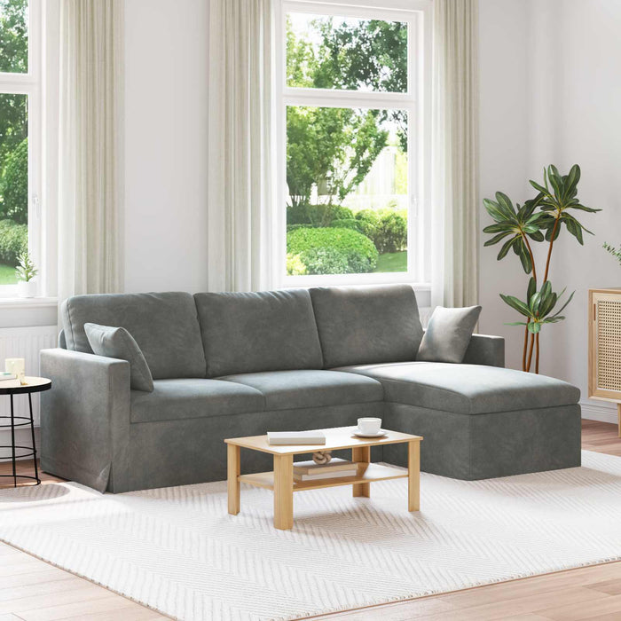 Canapea Gri închis 228 x 134 x 80 cm Catifea - WALTI WALTI