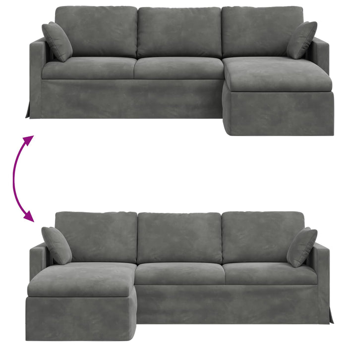 Canapea Gri închis 228 x 134 x 80 cm Catifea - WALTI WALTI