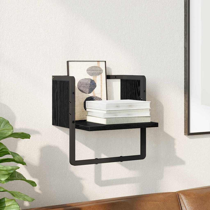Raft de perete Stejar Negru 30 x 25 x 30 cm Lemn compozit - WALTI WALTI