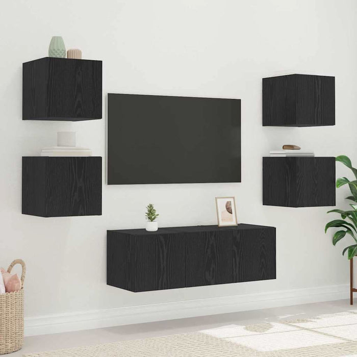 Dulap TV de perete Stejar Negru 30,5 x 35 x 30 cm Lemn compozit - WALTI WALTI