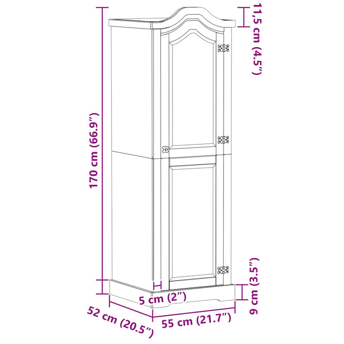 Dulapuri cu raft cu ușă Alb 55 x 52 x 170 cm Lemn de pin masiv - WALTI WALTI