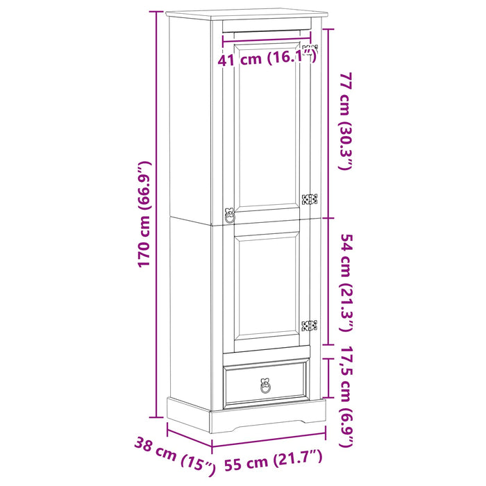 Dulapuri cu sertar Alb 55 x 38 x 170 cm Lemn de pin masiv - WALTI WALTI