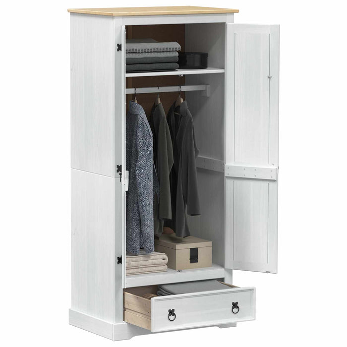 Dulapuri cu sertar Alb 76 x 50 x 170 cm Lemn de pin masiv - WALTI WALTI