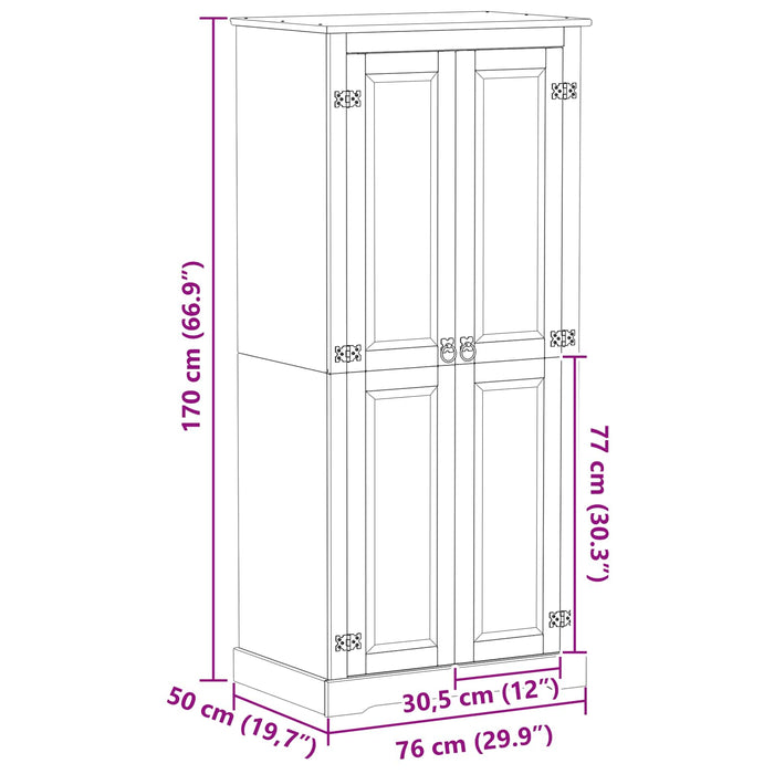 Dulapuri cu raft cu ușă Alb 76 x 50 x 170 cm Lemn de pin masiv - WALTI WALTI