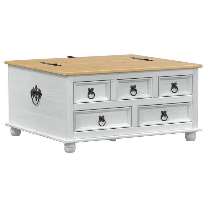 storage box cu sertar Alb 90 x 78 x 45 cm Lemn de pin masiv - WALTI WALTI