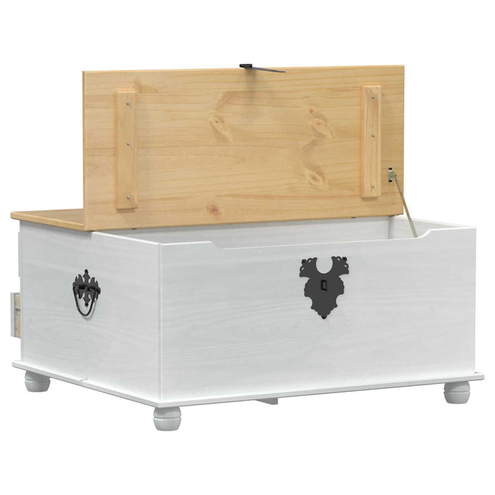 storage box cu sertar Alb 90 x 78 x 45 cm Lemn de pin masiv - WALTI WALTI