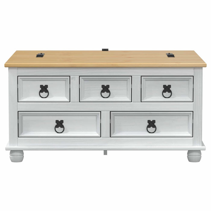 storage box cu sertar Alb 90 x 78 x 45 cm Lemn de pin masiv - WALTI WALTI