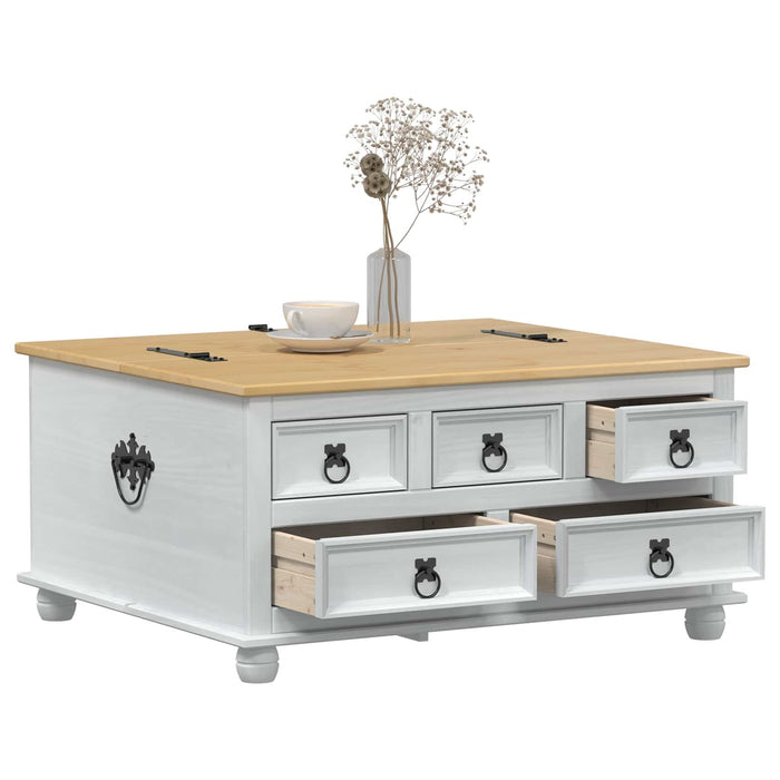 storage box cu sertar Alb 90 x 78 x 45 cm Lemn de pin masiv - WALTI WALTI