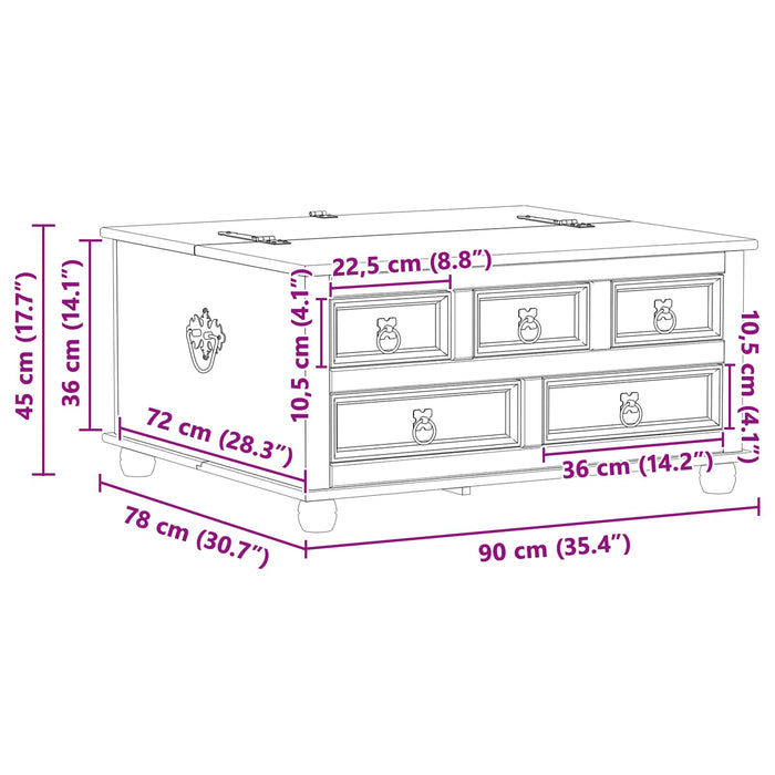 storage box cu sertar Alb 90 x 78 x 45 cm Lemn de pin masiv - WALTI WALTI