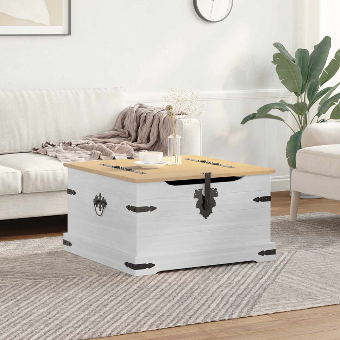 storage box cu raft Alb 78 x 78 x 45 cm Lemn de pin masiv - WALTI WALTI