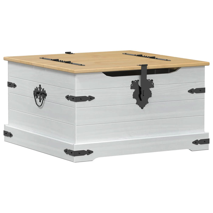 storage box cu raft Alb 78 x 78 x 45 cm Lemn de pin masiv - WALTI WALTI