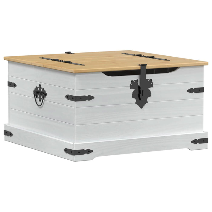 storage box cu raft Alb 78 x 78 x 45 cm Lemn de pin masiv - WALTI WALTI