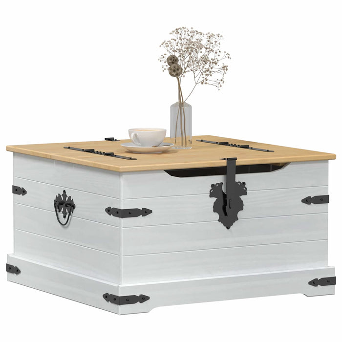 storage box cu raft Alb 78 x 78 x 45 cm Lemn de pin masiv - WALTI WALTI
