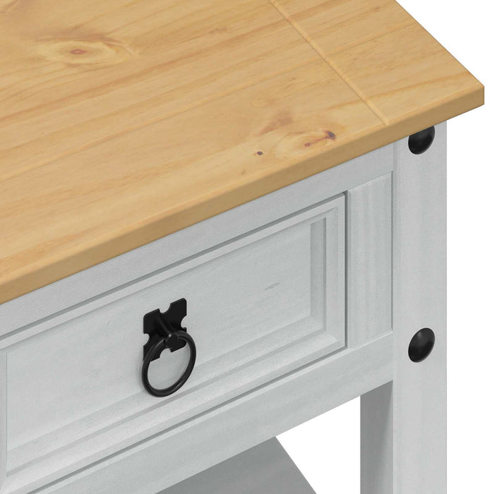 Masă de cafea cu sertar Alb 85 x 50 x 45 cm Lemn de pin masiv - WALTI WALTI