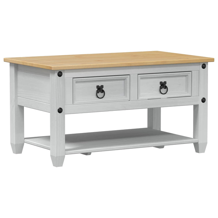 Masă de cafea cu sertar Alb 85 x 50 x 45 cm Lemn de pin masiv - WALTI WALTI