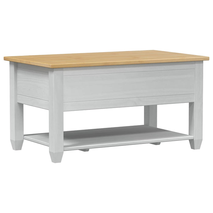Masă de cafea cu sertar Alb 85 x 50 x 45 cm Lemn de pin masiv - WALTI WALTI