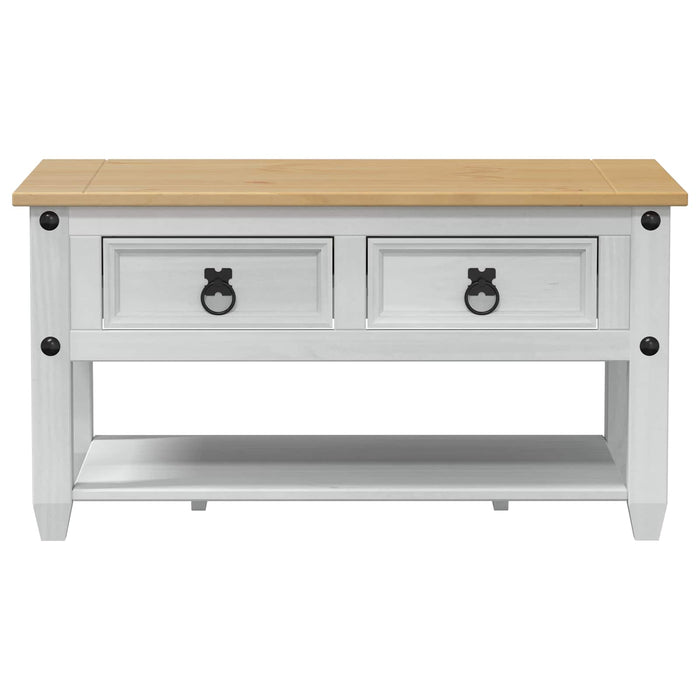 Masă de cafea cu sertar Alb 85 x 50 x 45 cm Lemn de pin masiv - WALTI WALTI