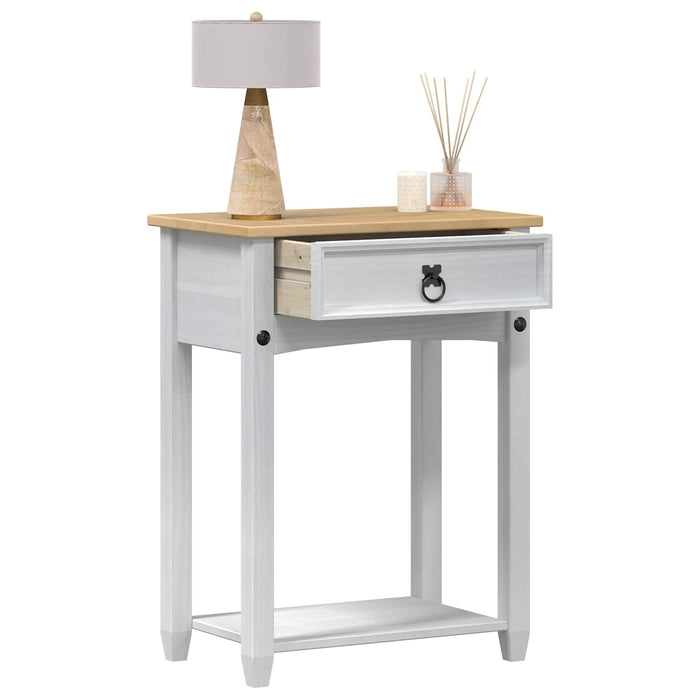 Masă consolă cu sertar Alb 55 x 35 x 73 cm Lemn de pin masiv - WALTI WALTI