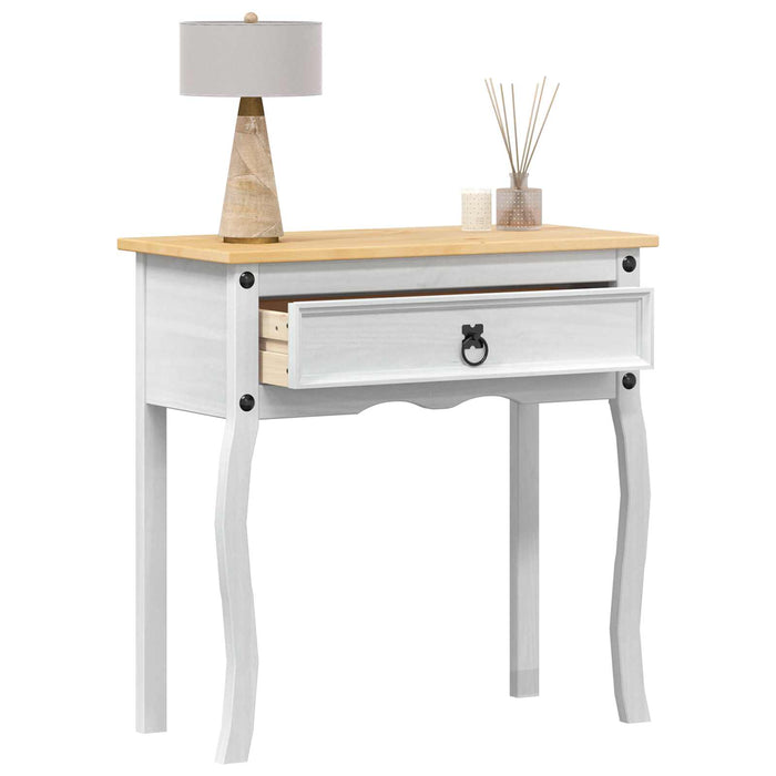 Masă consolă cu sertar Alb 73 x 35 x 73 cm Lemn de pin masiv - WALTI WALTI