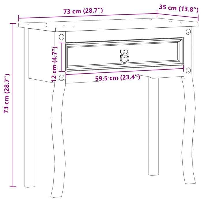 Masă consolă cu sertar Alb 73 x 35 x 73 cm Lemn de pin masiv - WALTI WALTI
