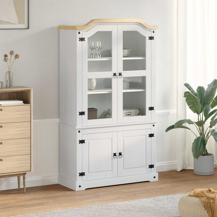 Dulap de Expunere Alb 103.5 x 42 x 180 cm Lemn de pin masiv - WALTI WALTI