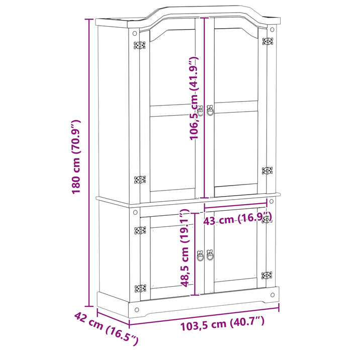 Dulap de Expunere Alb 103.5 x 42 x 180 cm Lemn de pin masiv - WALTI WALTI