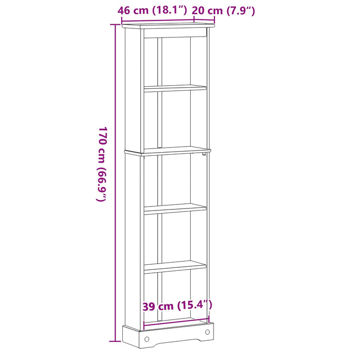 Bibliotecă Alb 46 x 20 x 170 cm Lemn de pin masiv - WALTI WALTI