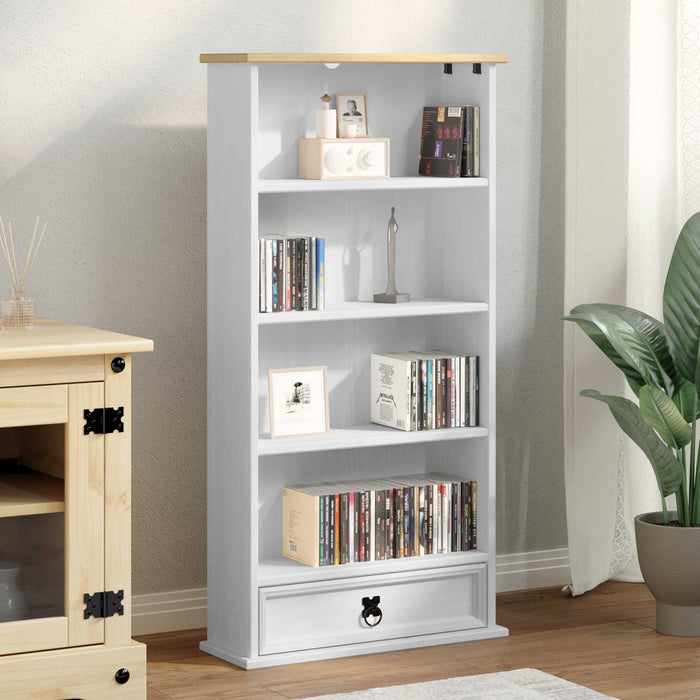 Dulap pentru CD-uri Alb 52 x 17.5 x 103 cm Lemn de pin masiv - WALTI WALTI