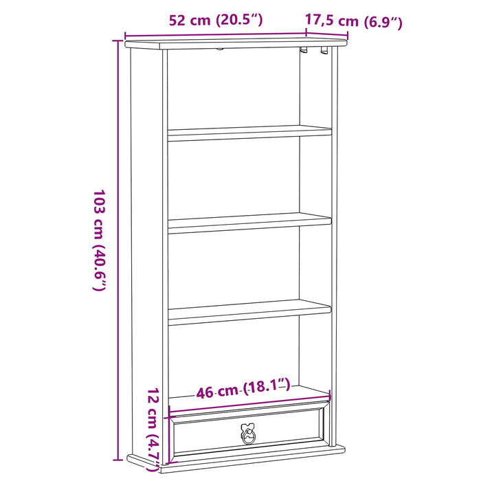 Dulap pentru CD-uri Alb 52 x 17.5 x 103 cm Lemn de pin masiv - WALTI WALTI