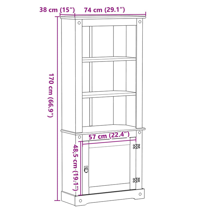 Bufet Alb 74 x 38 x 170 cm Lemn de pin masiv - WALTI WALTI