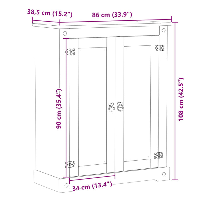 Dulap pentru pantofi Alb 86 x 38.5 x 1080 cm Lemn de pin masiv - WALTI WALTI