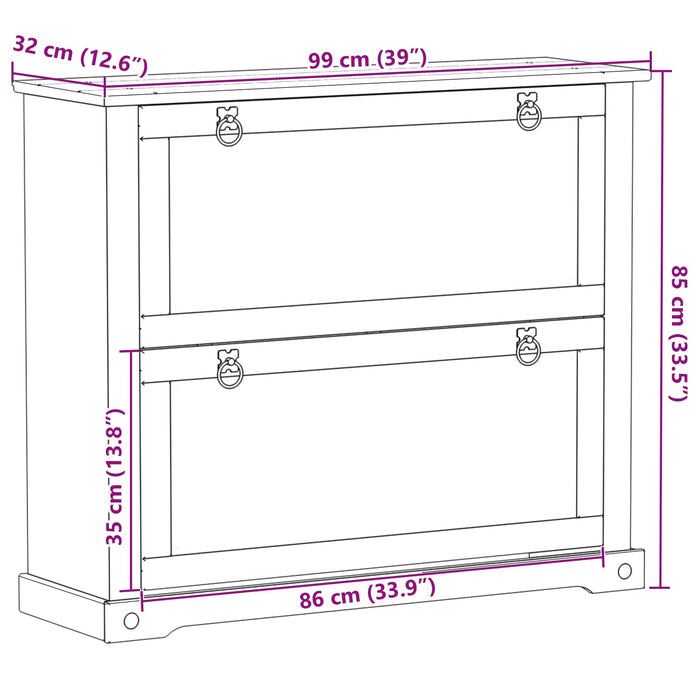 Dulap pentru pantofi cu raft Corona Alb 99 x 32 x 85 cm - WALTI WALTI