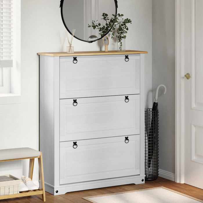 Dulap pentru pantofi cu sertar Corona Alb 99 x 32 x 122 cm - WALTI WALTI
