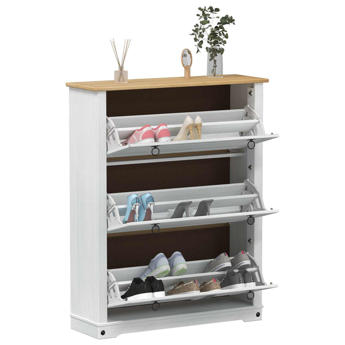 Dulap pentru pantofi cu sertar Corona Alb 99 x 32 x 122 cm - WALTI WALTI