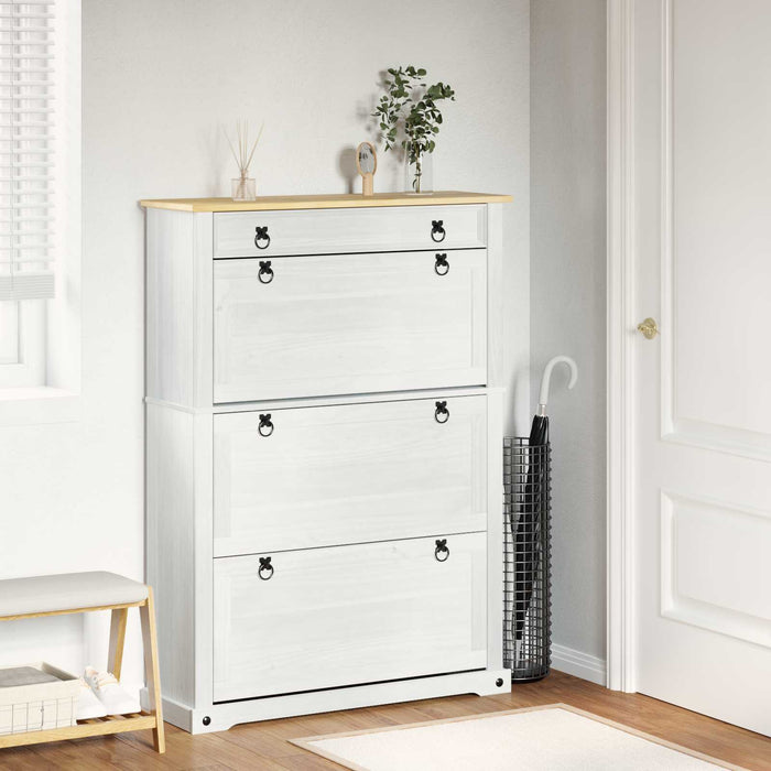 Dulap pentru pantofi cu sertar Corona Alb 99 x 32 x 138 cm - WALTI WALTI