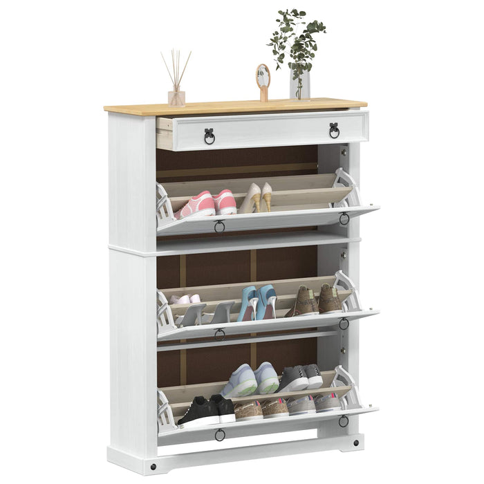 Dulap pentru pantofi cu sertar Corona Alb 99 x 32 x 138 cm - WALTI WALTI