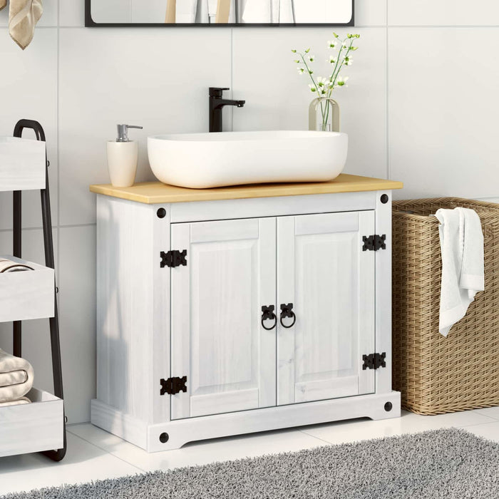 Dulap de chiuvetă cu raft Alb 73 x 33 x 60 cm Lemn de pin masiv - WALTI WALTI