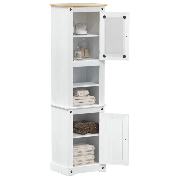 Dulap de Baie cu raft Alb 50 x 40 x 185 cm Lemn de pin masiv - WALTI WALTI