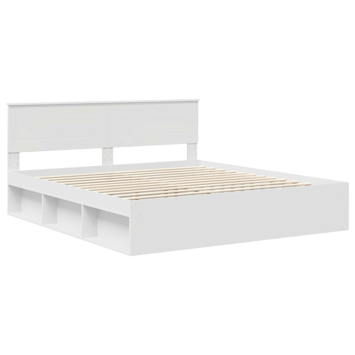 Cadru de pat cu headboard Alb 200 x 200 cm Lemn compozit - WALTI WALTI