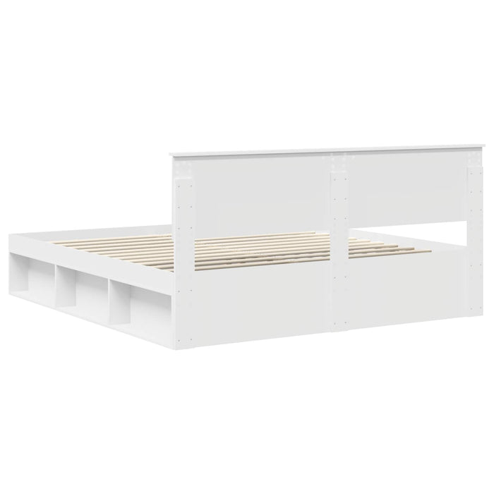 Cadru de pat cu headboard Alb 200 x 200 cm Lemn compozit - WALTI WALTI