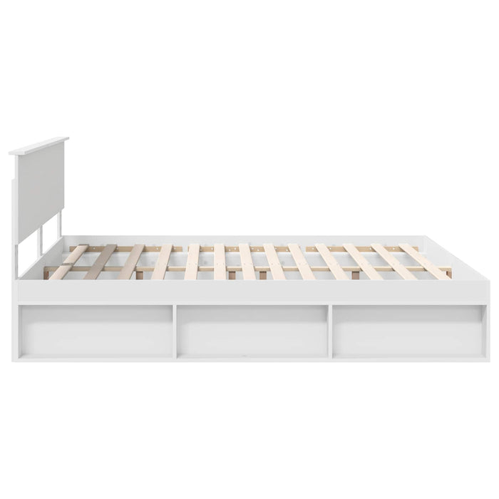 Cadru de pat cu headboard Alb 200 x 200 cm Lemn compozit - WALTI WALTI