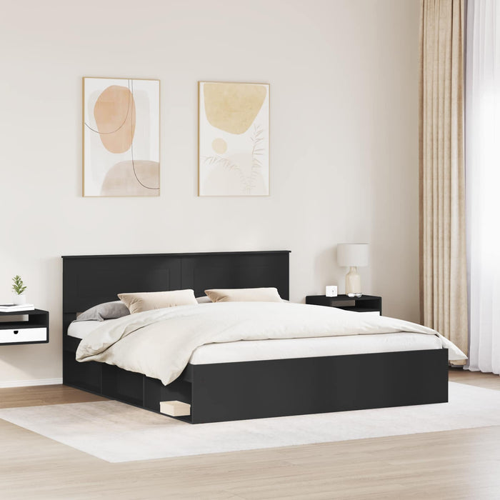 Cadru de pat cu headboard Negru 200 x 200 cm Lemn compozit - WALTI WALTI